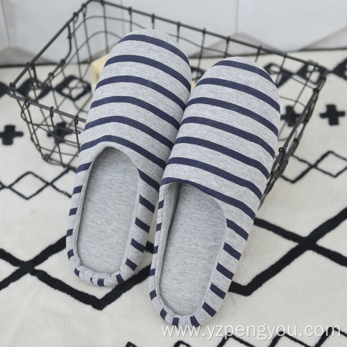 Grey Stripe slippers with Faux suede bottom